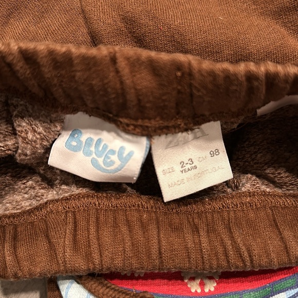 Set of two Zara Gap toddler winter cotton blend brown pants Bluey and bingo - Picture 3 of 4
